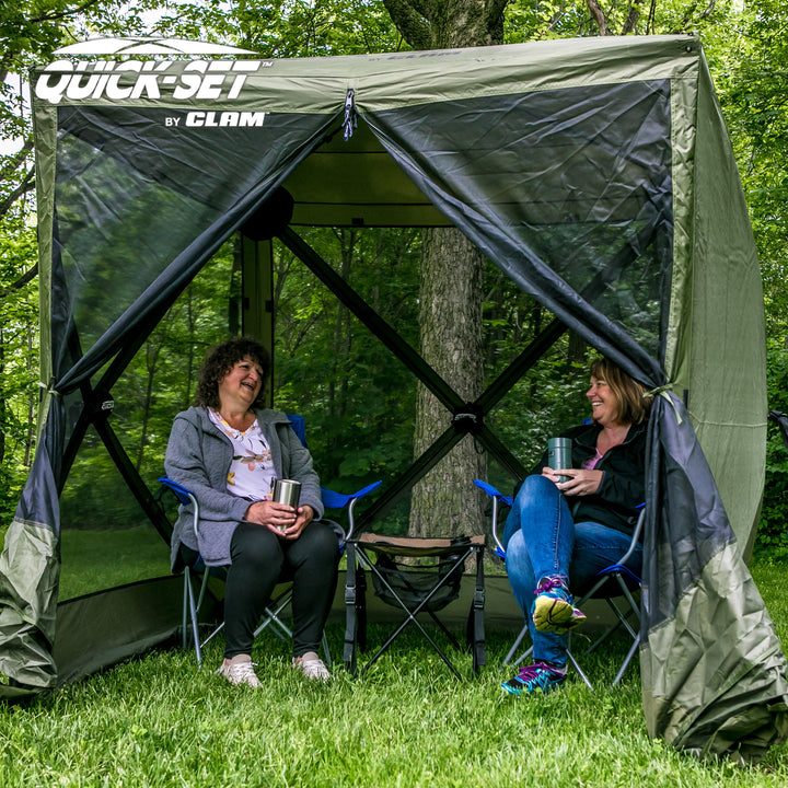 CLAM Quick Set Traveler 6x6Ft Outdoor + Clam Quick Set Screen Hub Tent (3 Pack) - VMInnovations