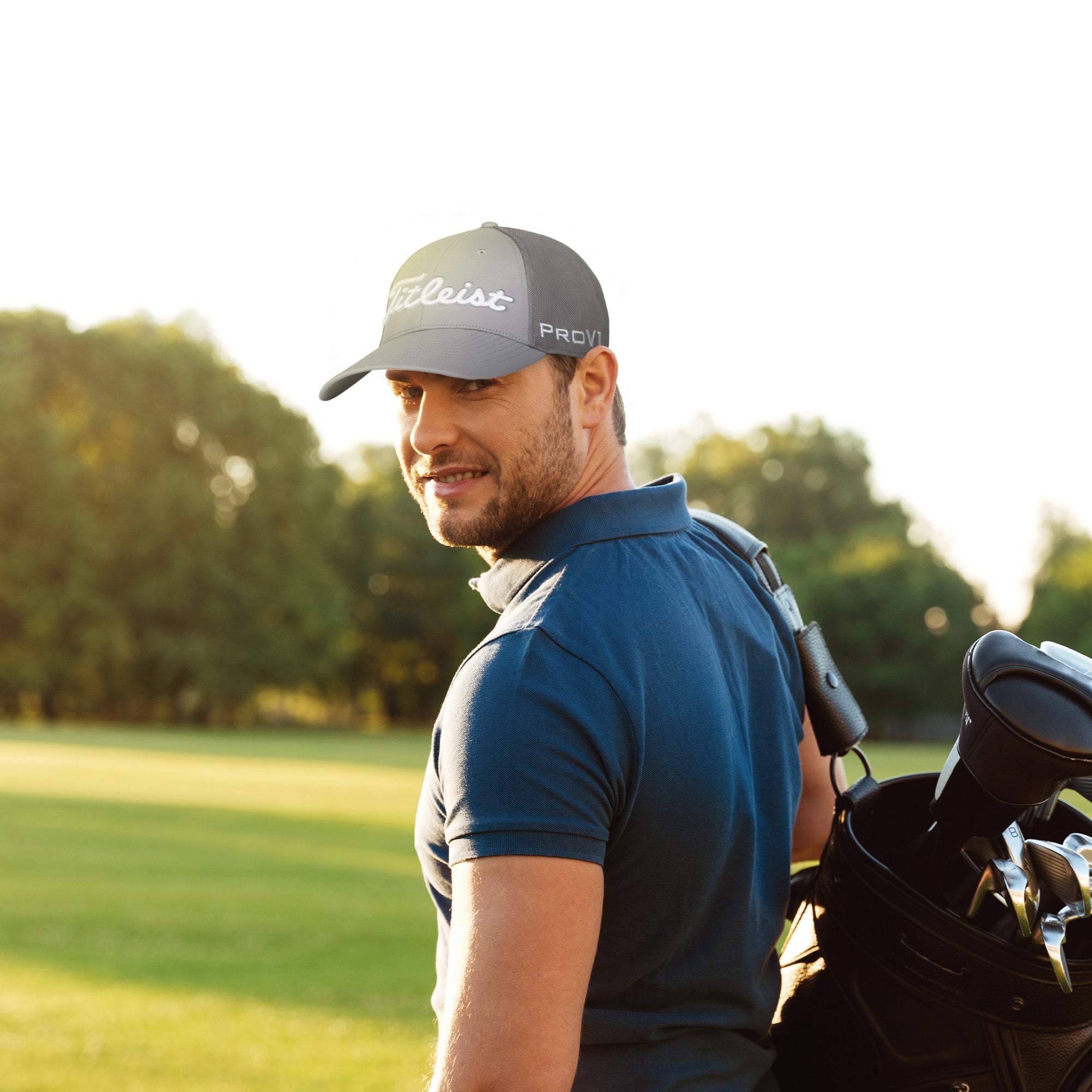 Titleist Tour Sports Small to Medium Mesh Standard Curve Bill Golf Cap Hat, Gray - VMInnovations