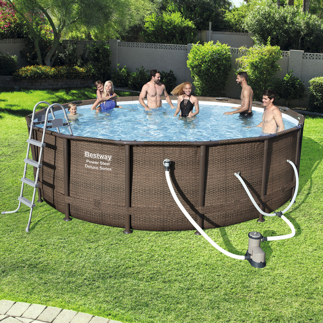 Bestway 14ft x 42in Power Steel Deluxe Above Ground Pool Set and Pump (Used)