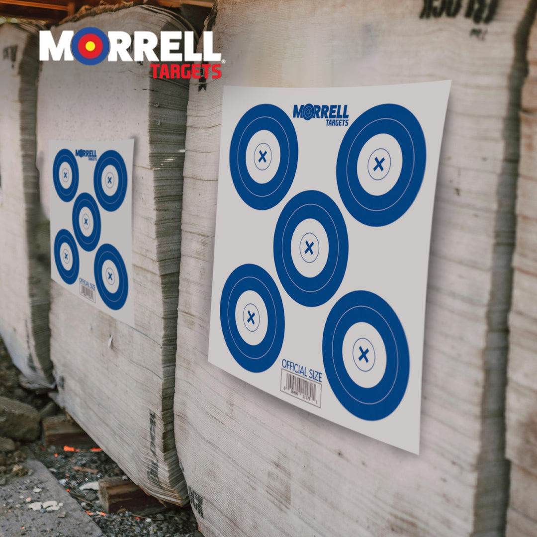 Morrell Targets 100 Count Archery Official 5 Spot Paper Target Face, 3 Pack