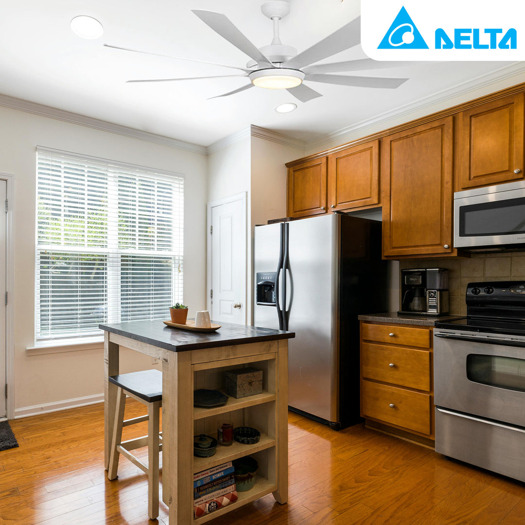 Delta Breez RioVista 72" 8 Blade Ceiling Fan with LED light and Remote, White - VMInnovations