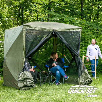 Clam Quick-Set Traveler Outdoor Screen Shelter w/Wind Panels (2 Pack), Green - VMInnovations