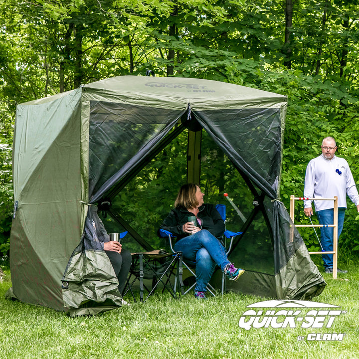 Clam Quick-Set Traveler Outdoor Screen Shelter w/Wind Panels (2 Pack), Green - VMInnovations