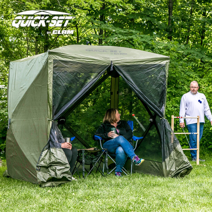 CLAM Quick Set Traveler 6x6Ft Outdoor + Clam Quick Set Screen Hub Tent (3 Pack) - VMInnovations