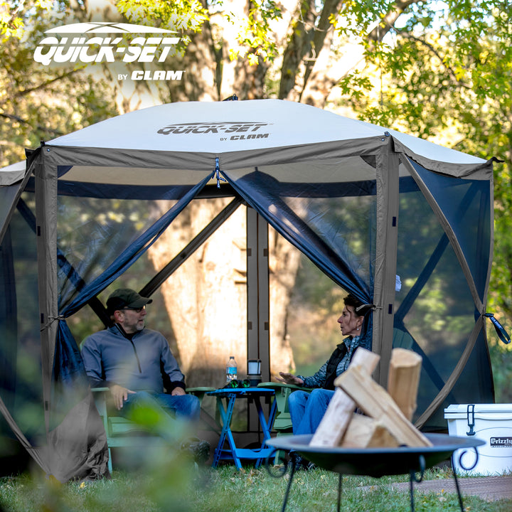 CLAM Quick Set Venture Canopy Shelter + CLAM Quick Set Screen, Gray (2 Pack) - VMInnovations