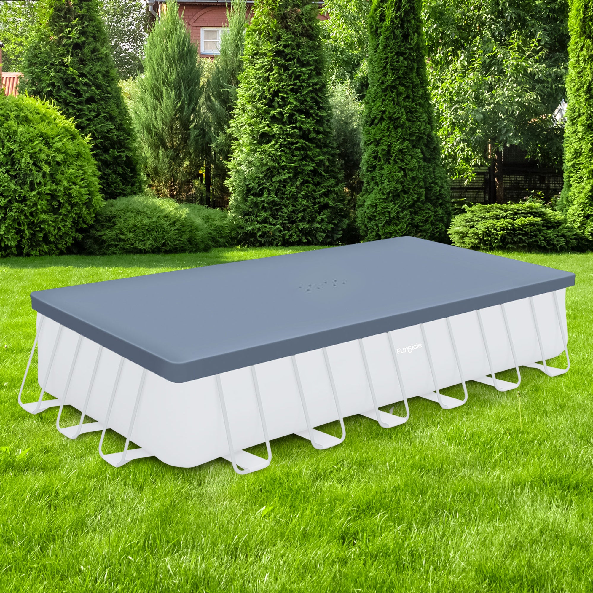 Funsicle 24’ Rectangular Pool Cover for Oasis and Activity Pools, Gray(Open Box)