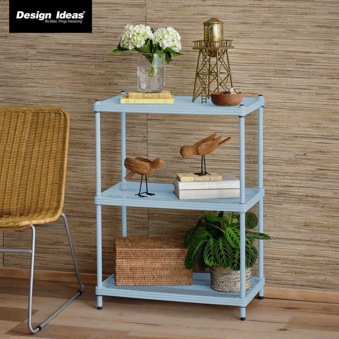 Design Ideas 3 Tier Full-Size Metal Storage Shelving Unit Rack, Blue (Open Box) - VMInnovations