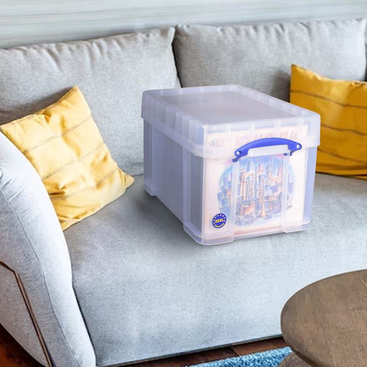 Really Useful Box 35 Liters Transparent Storage Container with Snap Lid, 3 Pack