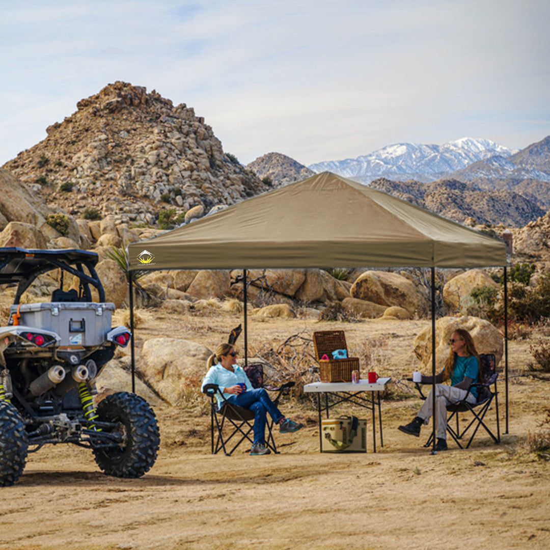 Crown Shades 8'x8' Base 6.5'x6.5' Top Pop Up Canopy w/Carry Bag, Beige(Open Box) - VMInnovations