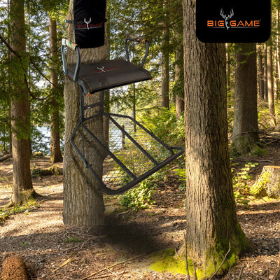 Big Game Captain XC Steel Hang-On Treestand with 20 x 30 Flip-Back Seat, Black