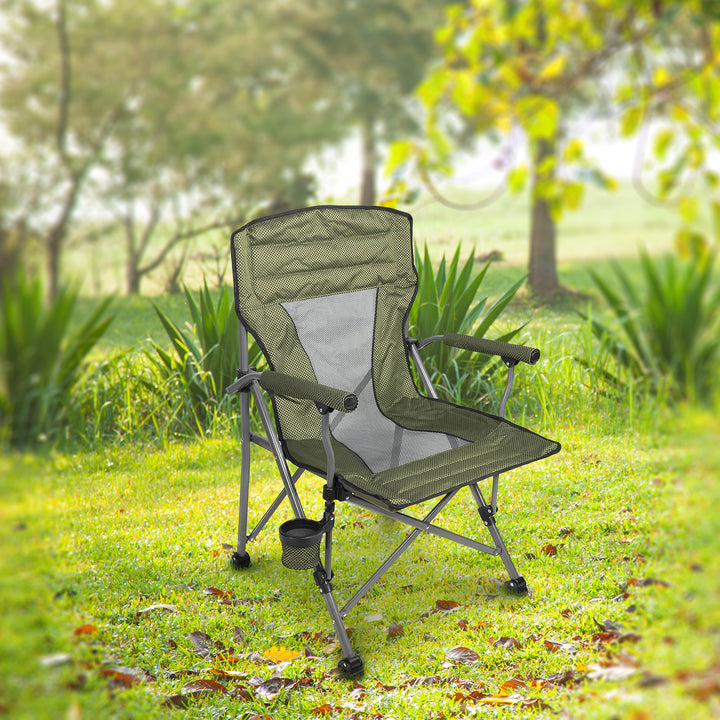 Four Seasons Courtyard Quad Sports Arm Chair with Lumbar Support, Green (4 Pack)