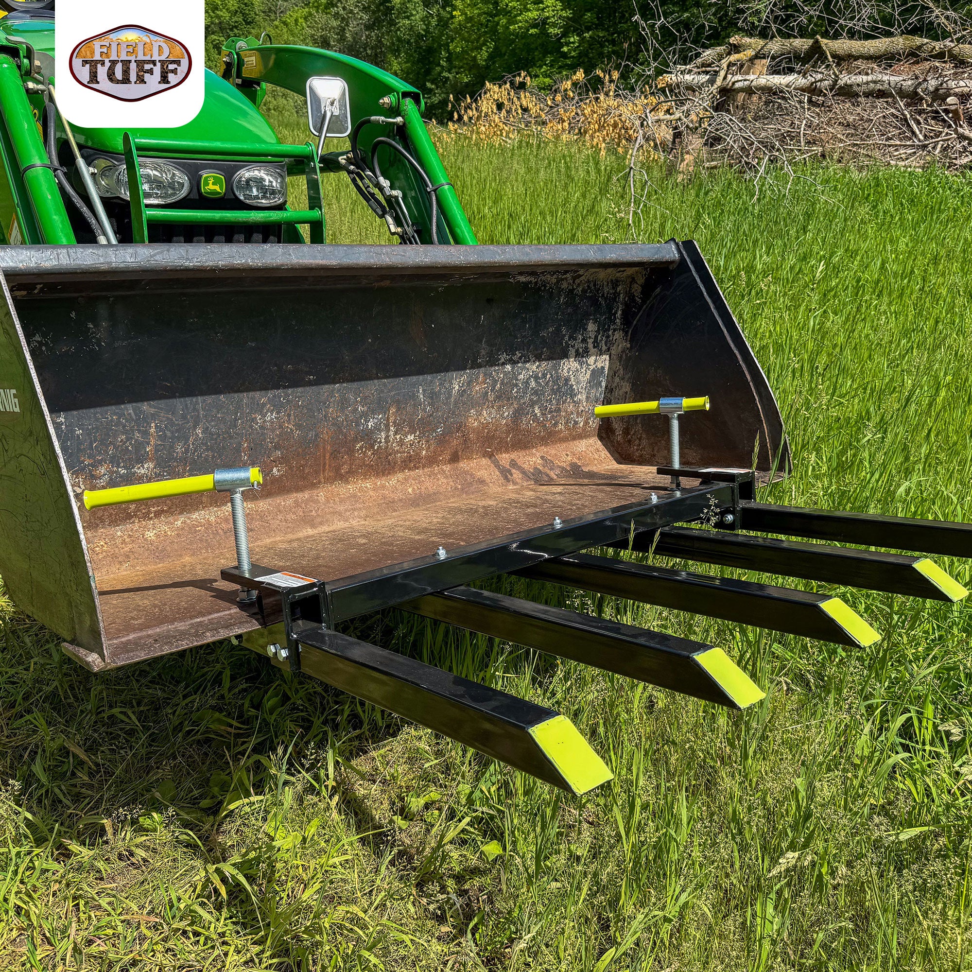 Field Tuff Debris Forks for Skid Loader or Tractor, 2500 lb. Capacity, Black - VMInnovations