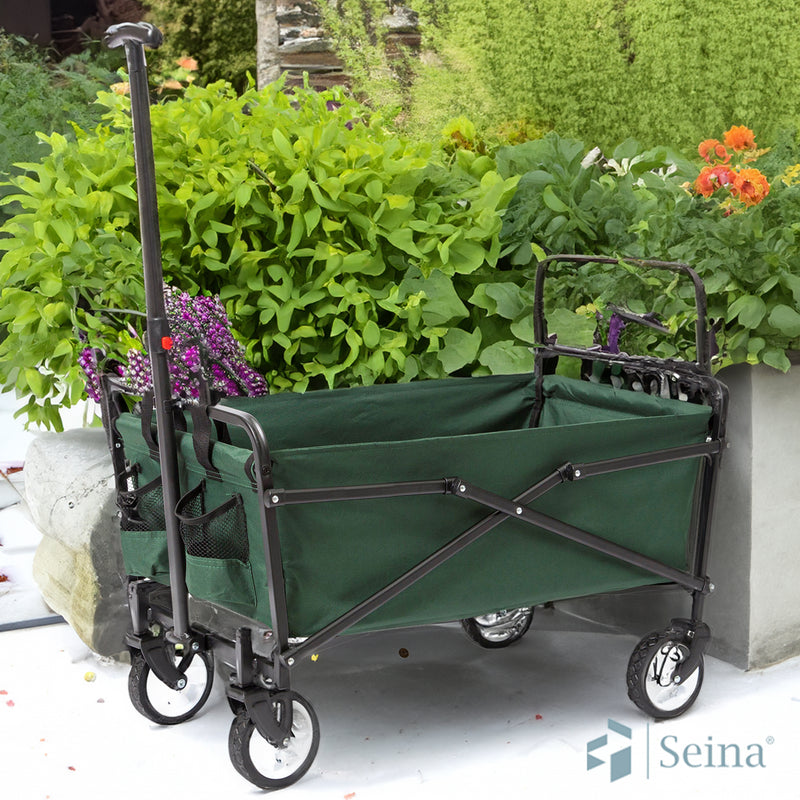 Seina Heavy Duty Compact Folding 150 Pound Capacity Utility Cart, Green (Used)