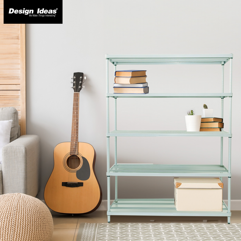 Design Ideas 5 Tier Full-Size Metal Storage Shelving Unit Rack, Sage (Open Box)