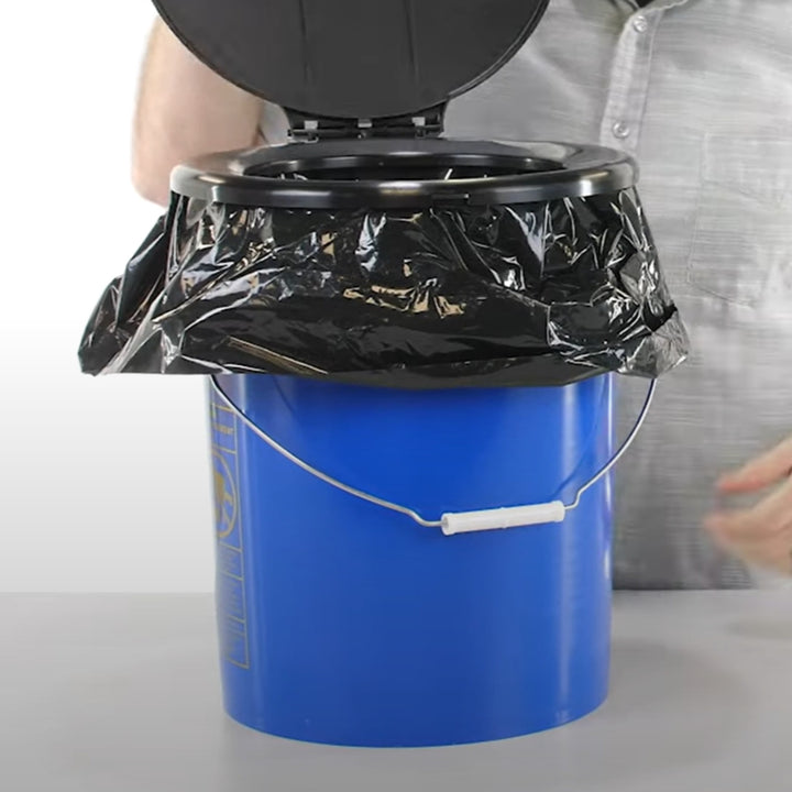 Camco 10 Pack Leak Proof Double Lined Camping Toilet Bucket Waste Bags, Black