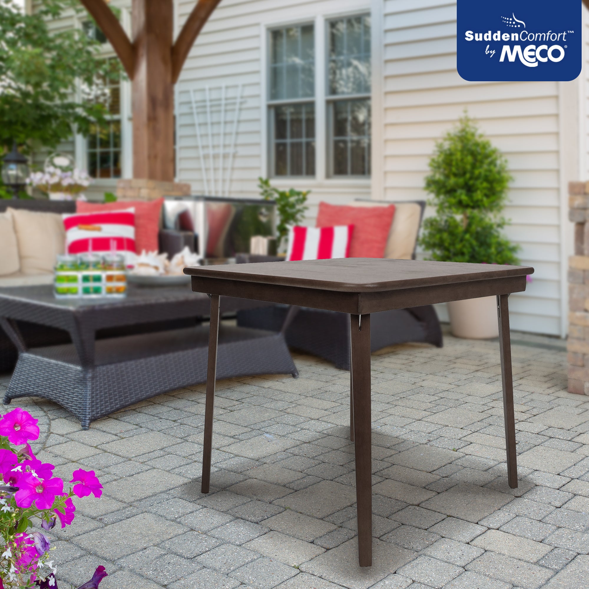 MECO Stakmore Classic Straight Edge Wood Folding Table, Espresso Frame(Open Box)