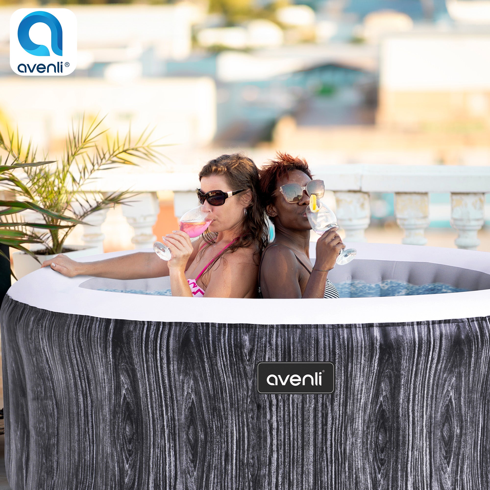JLeisure 65 Inch 3 Person Inflatable Round Outdoor Hot Tub Spa, Gray (For Parts) - VMInnovations