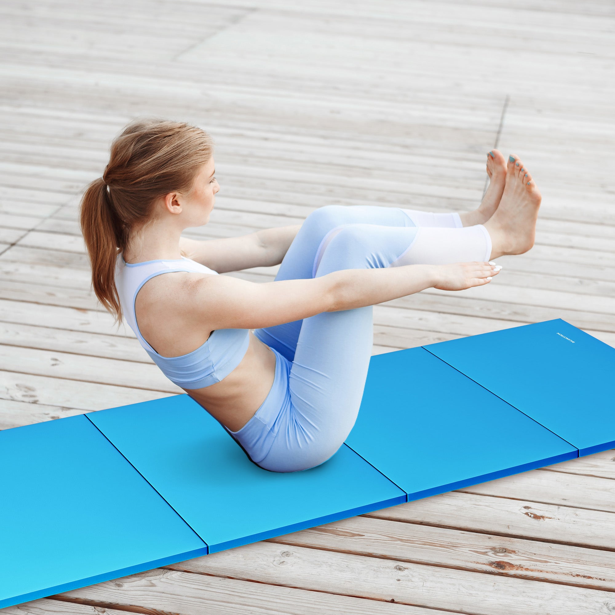 BalanceFrom 4' x 8' x 2" All Purpose Folding Fitness Gymnastics Gym Mat, Blue - VMInnovations