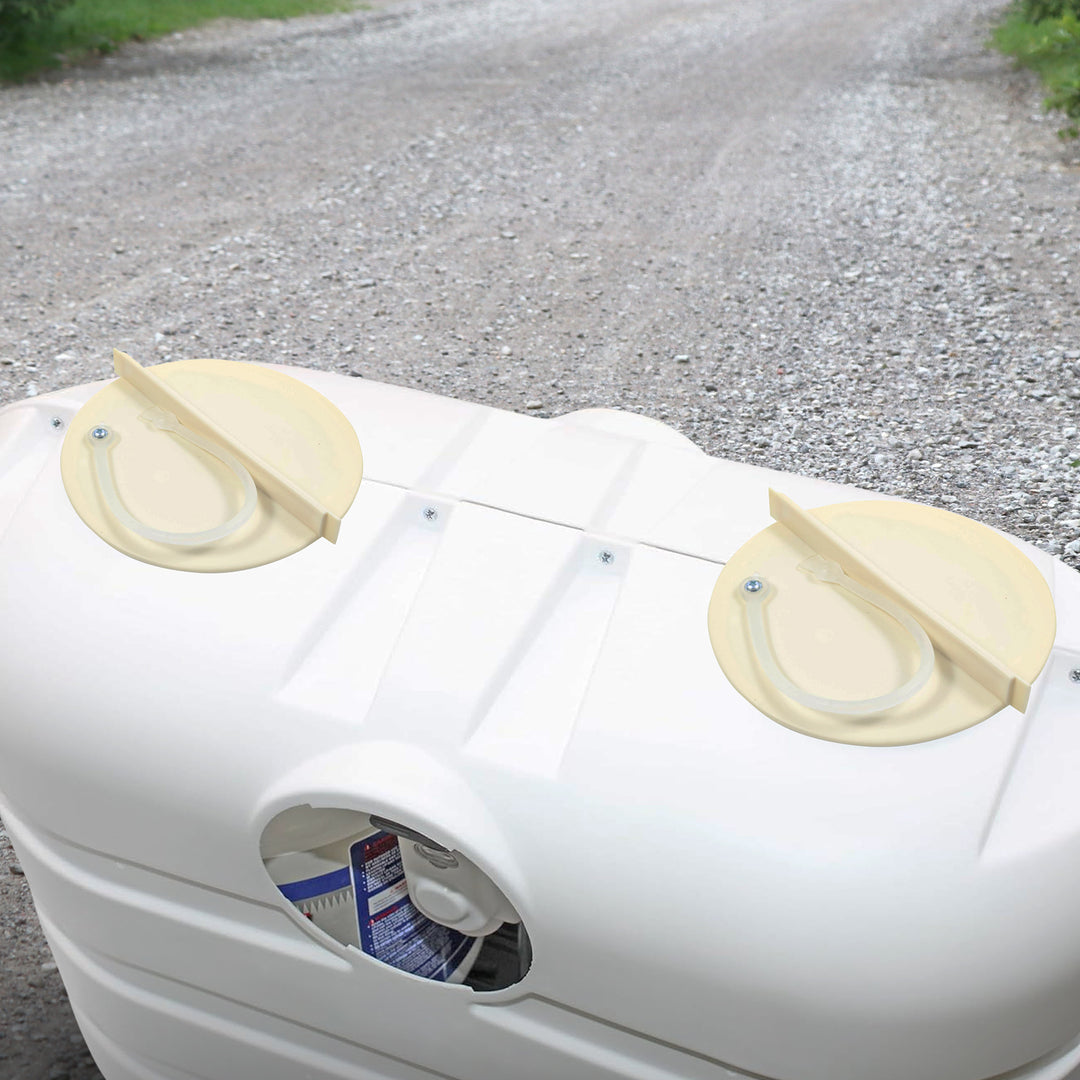 Camco Cap Kit Tank Cover with Caps and Lanyard for RV Propane, Beige (Open Box)