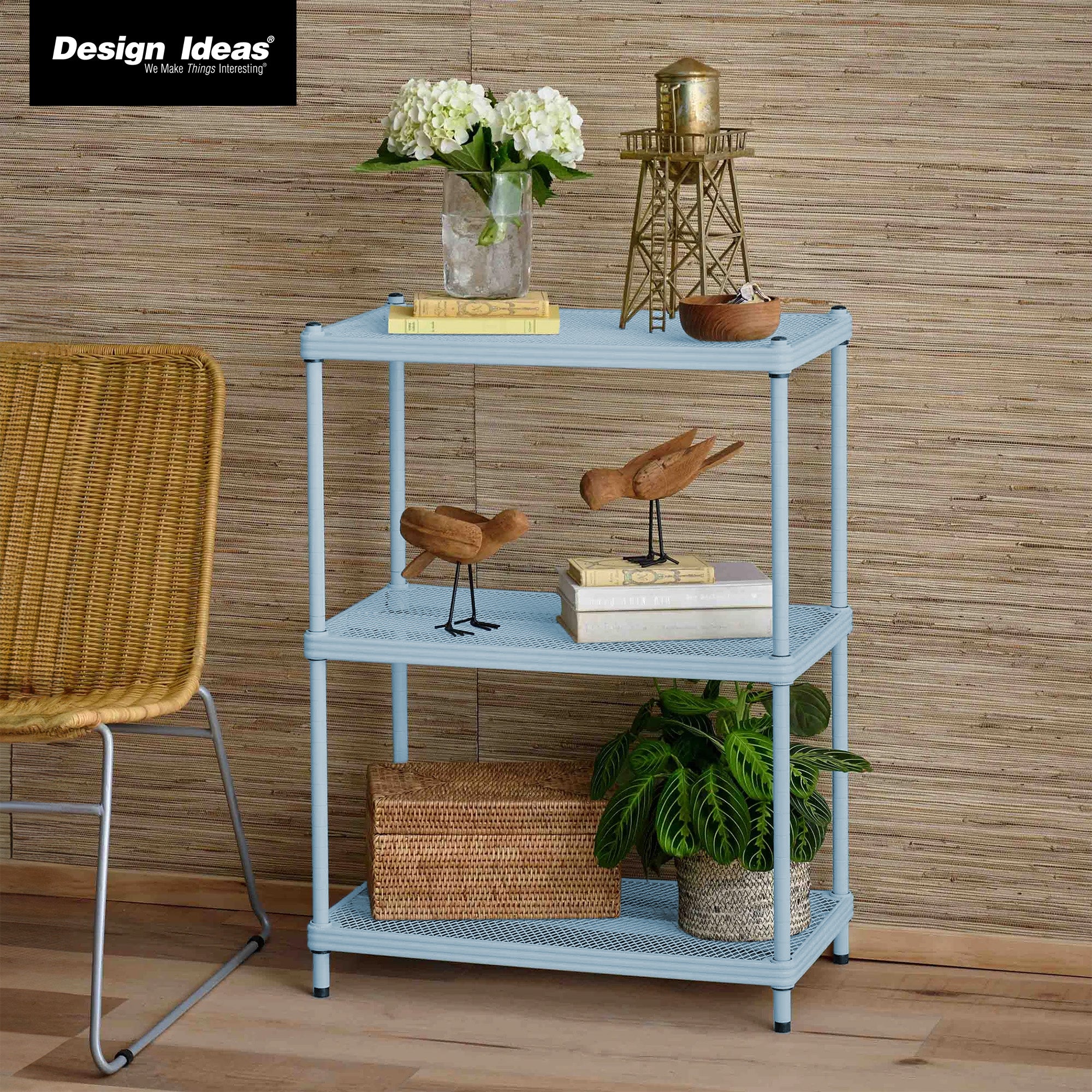 Design Ideas 3 Tier Full-Size Metal Storage Shelving Unit Rack, Blue (Used) - VMInnovations