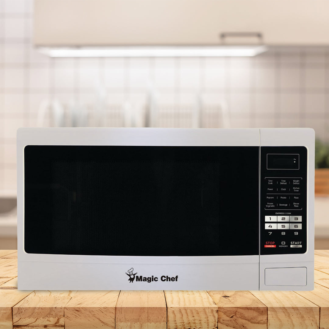 Magic Chef MCM1611W 1100 Watt 1.6 Cubic Feet Digital Countertop Microwave, White - VMInnovations