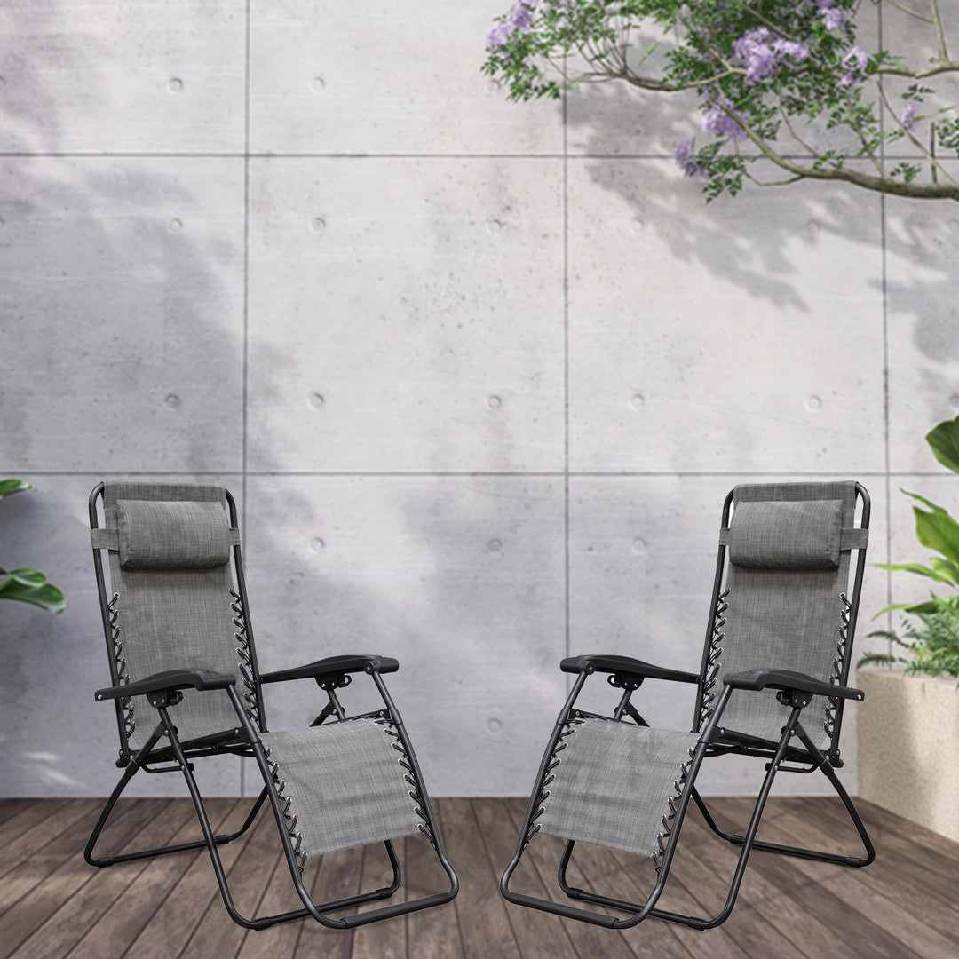 Caravan Canopy Infinity Zero Gravity Steel Patio Chair, Grey (Pair) (Open Box)