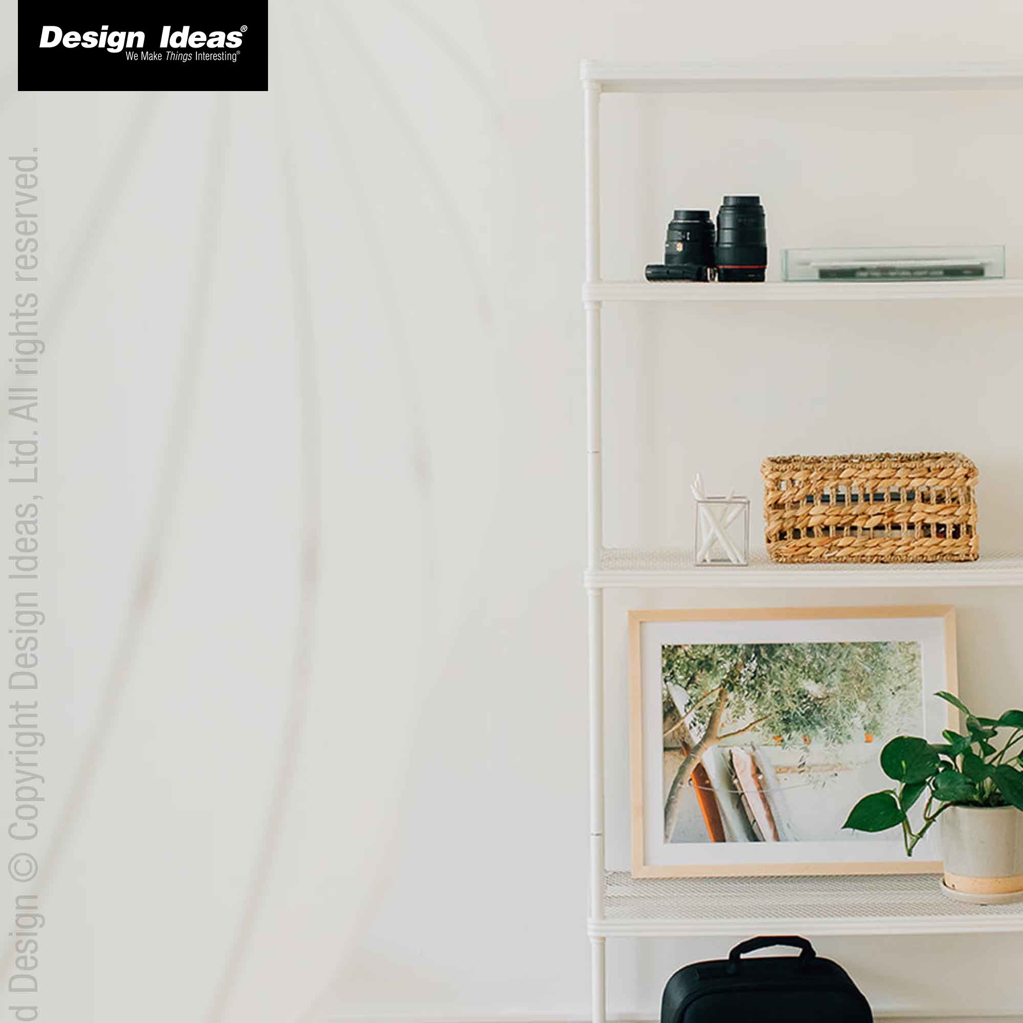 Design Ideas MeshWorks 5 Tier Metal Storage Shelving Unit Rack Bookshelf, White - VMInnovations