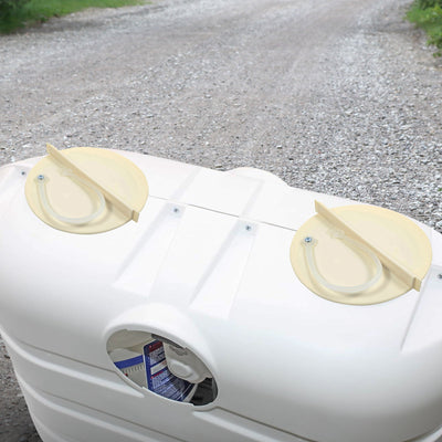 Camco Replacement Cap Kit Tank Cover with Caps and Lanyard for RV Propane, Beige - VMInnovations