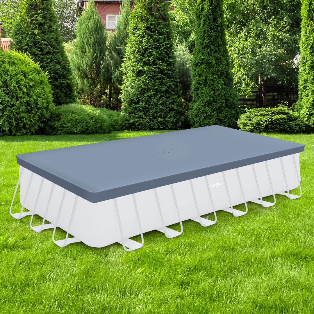 Funsicle 24’ Durable Rectangular Pool Cover for Oasis and Activity Pools, Gray