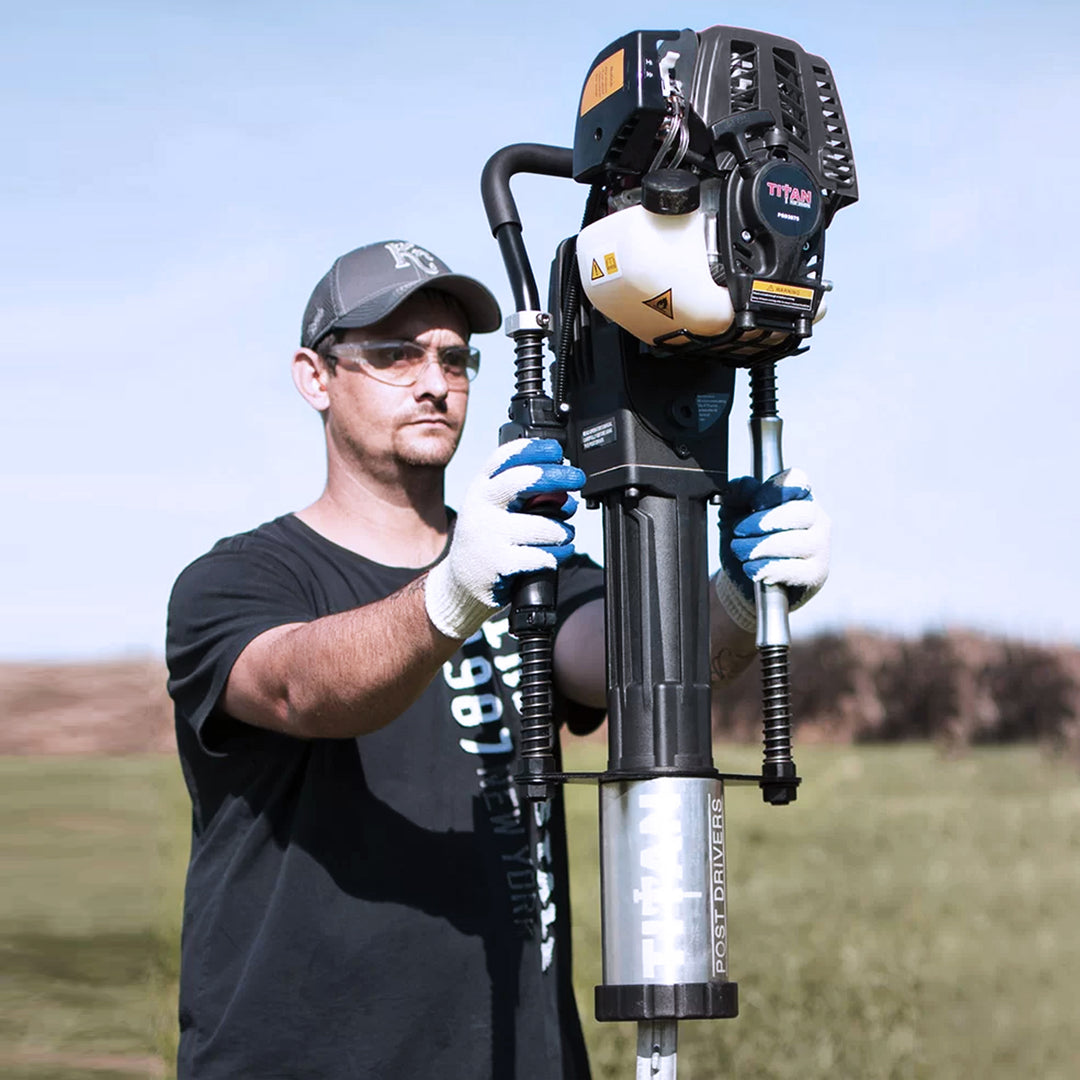 Titan 4 Inch Barrel 1.3 HP Gas Powered Fence Post Driver Pole Pounder (Open Box) - VMInnovations