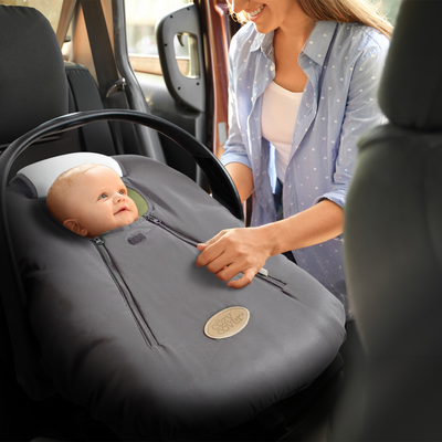 CozyBaby Original Infant Car Seat Cover w/ Dual Zippers & Elastic Edge, Charcoal