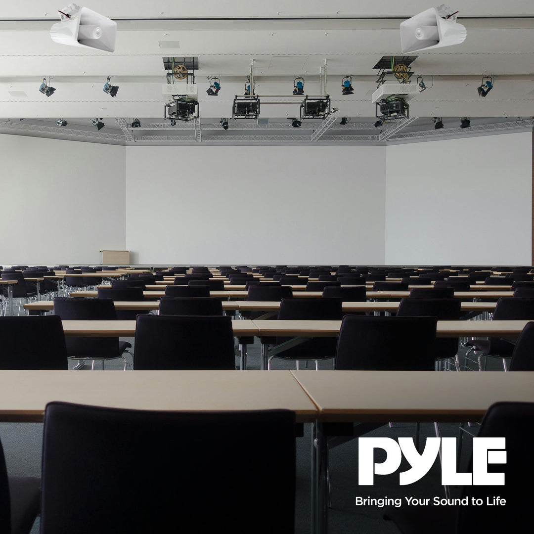 Pyle 8" 65 Watts 8 Ohms Indoor and Outdoor PA Horn Speaker, White (2 Pack) - VMInnovations