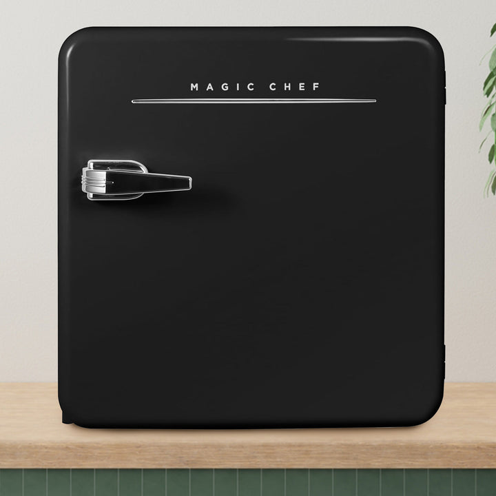 Magic Chef 1.6 Cubic Feet Retro Style Mini Fridge with Interior LED Light, Black