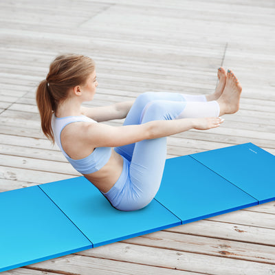 BalanceFrom 4'x8'x2" All Purpose Folding Gymnastics Gym Mat, Blue (Open Box) - VMInnovations