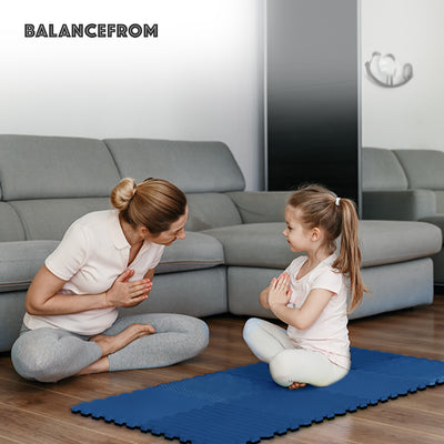 BalanceFrom 24 Sq Ft Interlocking EVA Foam Exercise Mat Tiles, Blue (Open Box) - VMInnovations