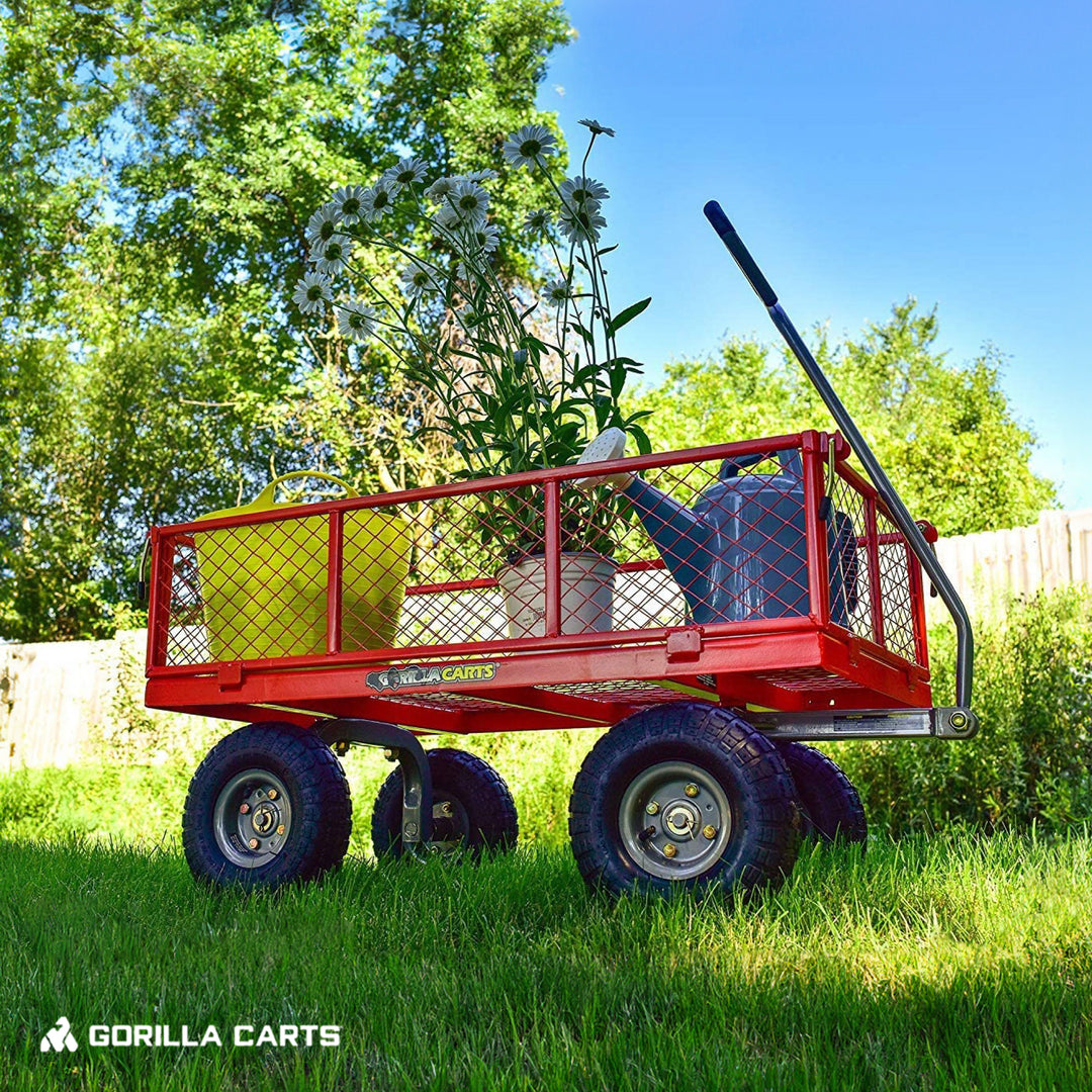 Gorilla Cart 800 Pound Capacity Steel Mesh Utility Wagon Cart, Red (Used) - VMInnovations