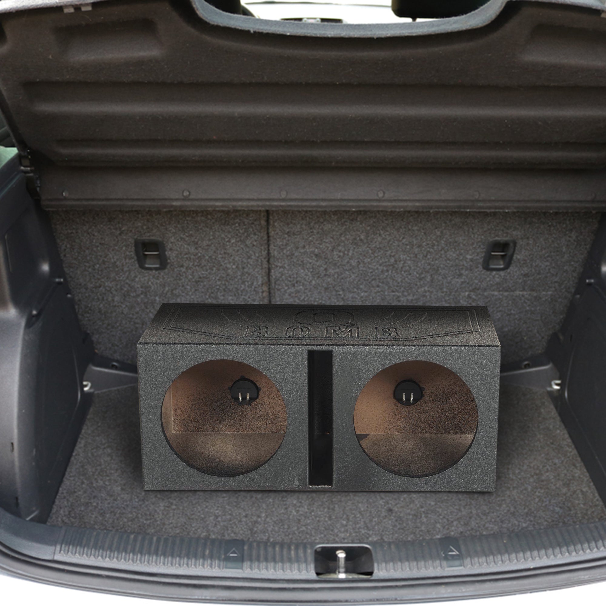Q Power QBOMB10V Dual 10 Inch Vented Port Subwoofer Sub Box w/ Bedliner Spray - VMInnovations