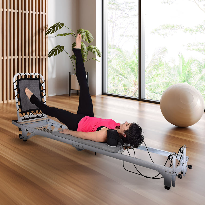 AeroPilates Precision Series Reformer Machine for Home Exercise Workouts, White