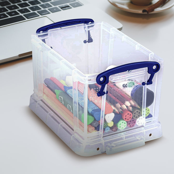 Really Useful Box 1.6L Container w/Snap Lid & Clip Lock Handle, (4pk) (Open Box)