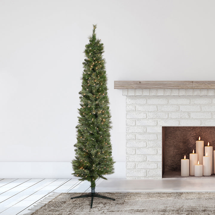 Home Heritage 7-Foot Pre-Lit Christmas Tree w/ Clear Lights and Stand (2 Pack)