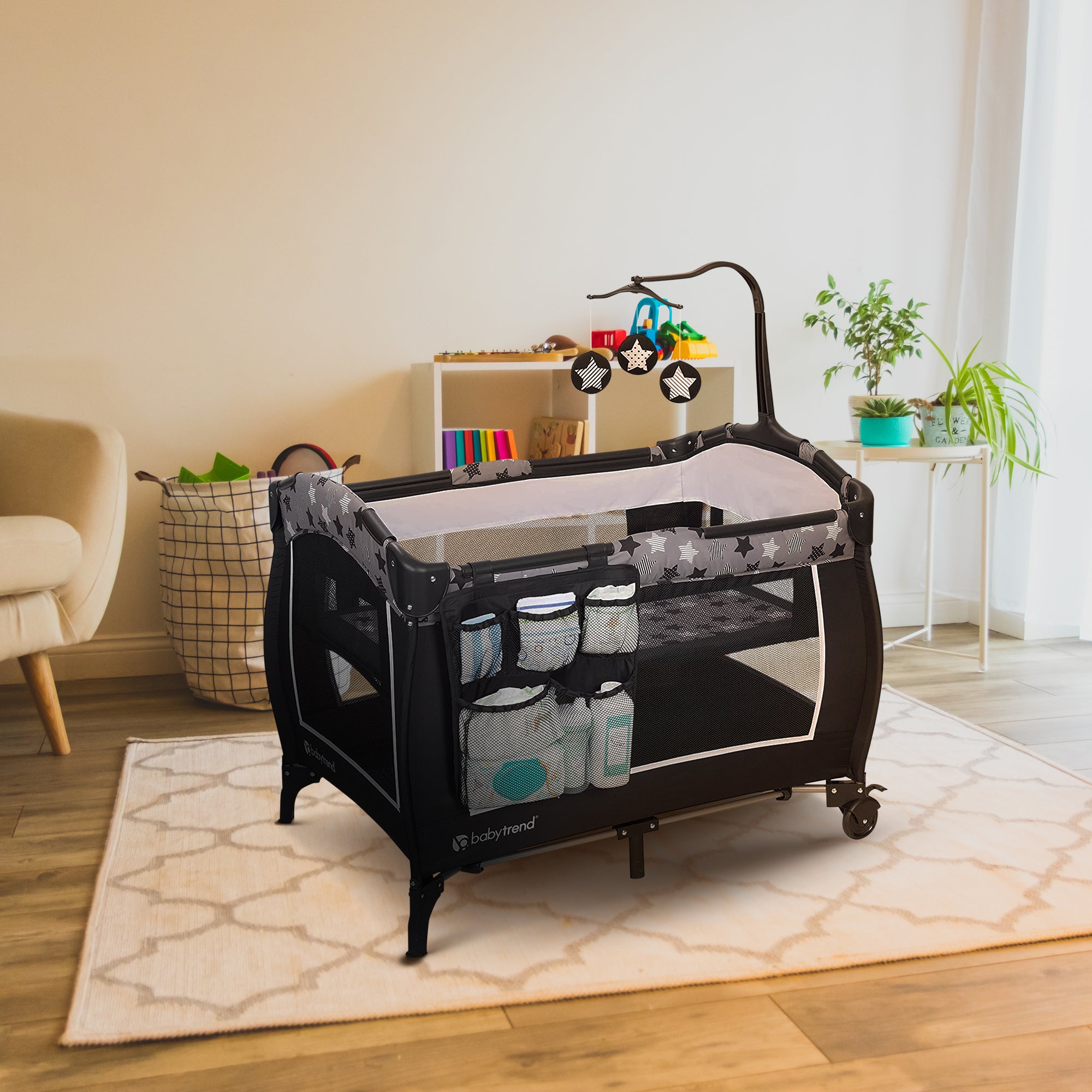 Baby Trend E Rising Star Nursery Center Pack Baby Changing Table & Playard, Gray - VMInnovations