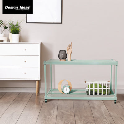 Design Ideas MeshWorks 2 Tier Full Size Metal Storage Shelving Unit, Sage Green - VMInnovations