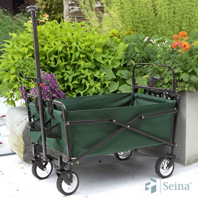 Seina Heavy Duty Compact Folding 150 Pound Capacity Utility Cart, Green (Used) - VMInnovations