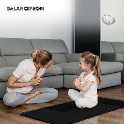 BalanceFrom Fitness 24 Sq Ft Interlocking EVA Foam Exercise Tiles, Black (Used) - VMInnovations