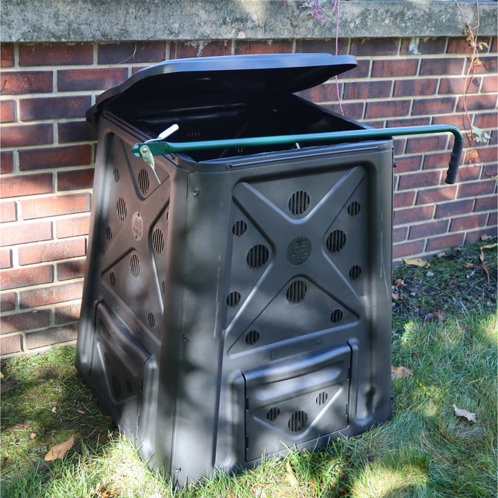 65 Gallon Capacity Compost Bin with Lift Off Lid and 4 Door Access, Black (Used)