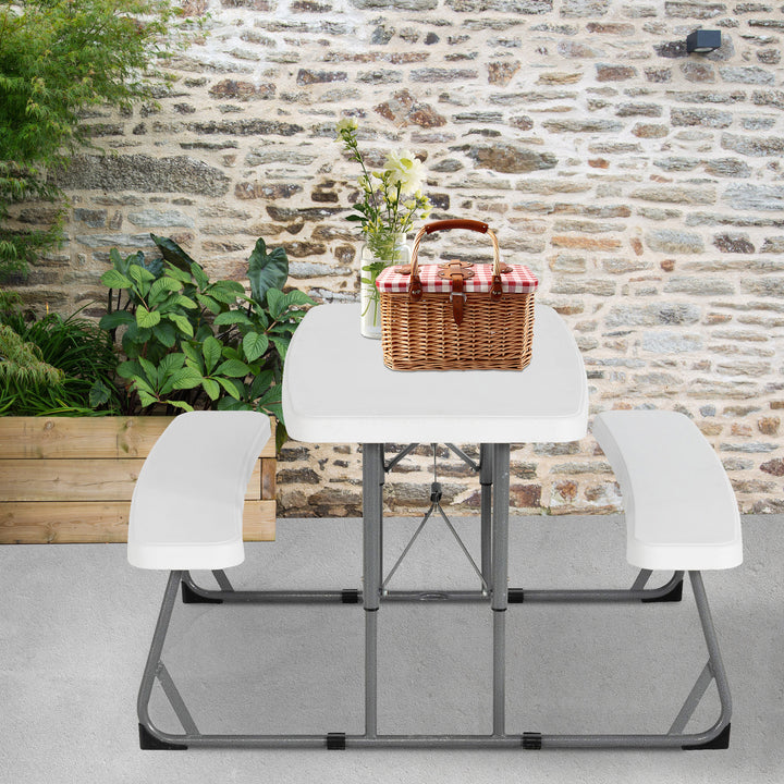 Peakform 37.8" Rectangular Folding Picnic Table Bench Seating, White (Open Box) - VMInnovations