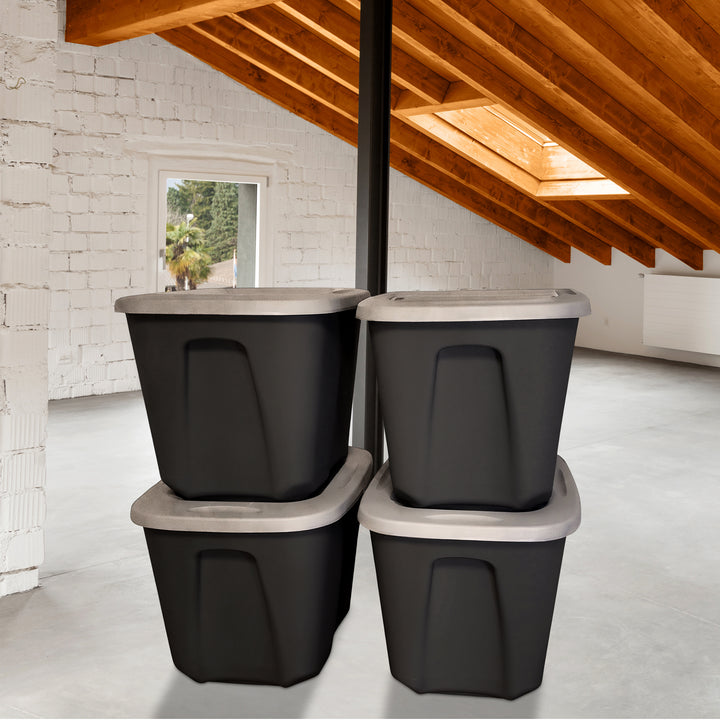 Homz 6610BKTS.10 10 Gallon Durable Molded Plastic Storage Bin with Secure Lid
