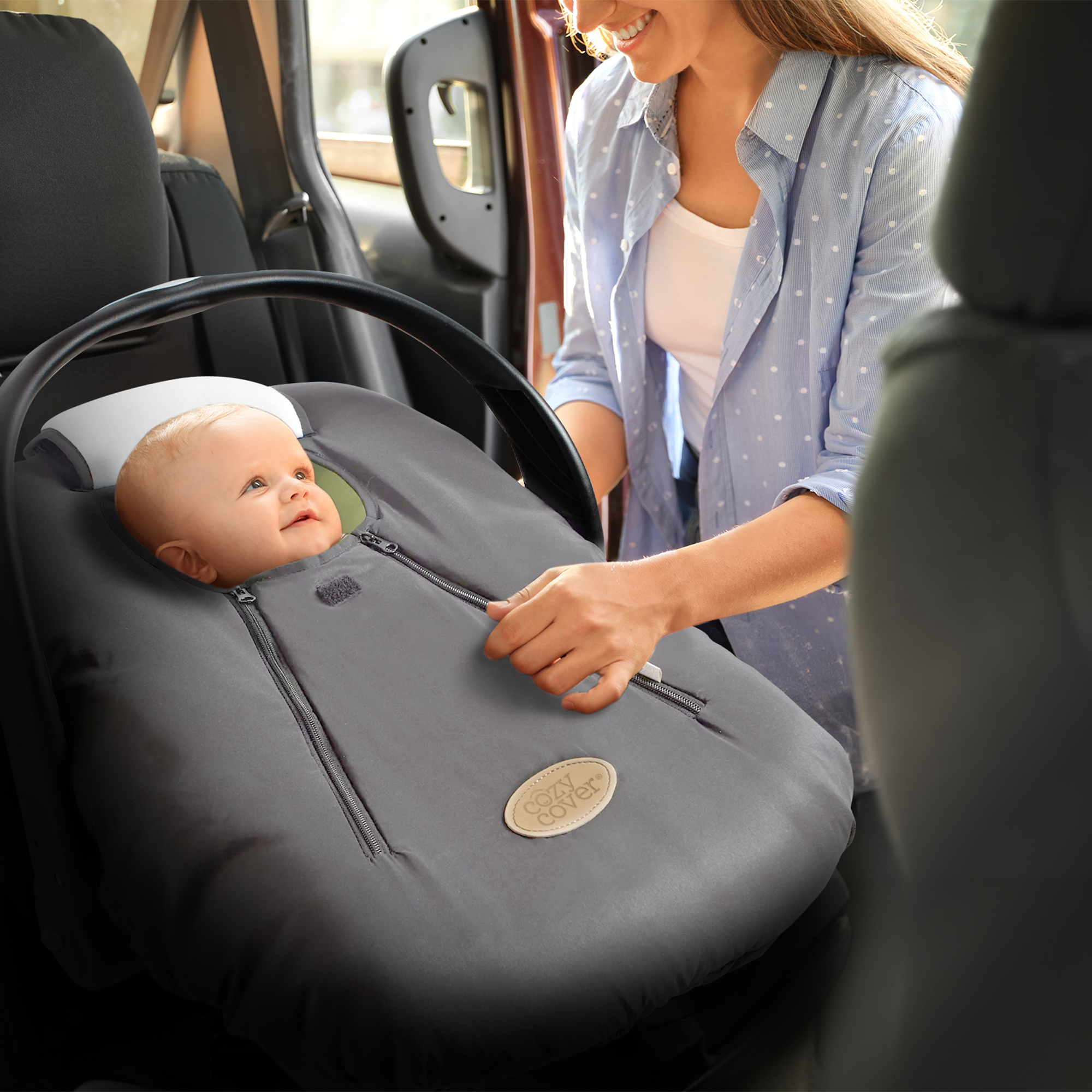 CozyBaby Original Infant Car Seat Cover w/ Dual Zippers & Elastic Edge (Used) - VMInnovations