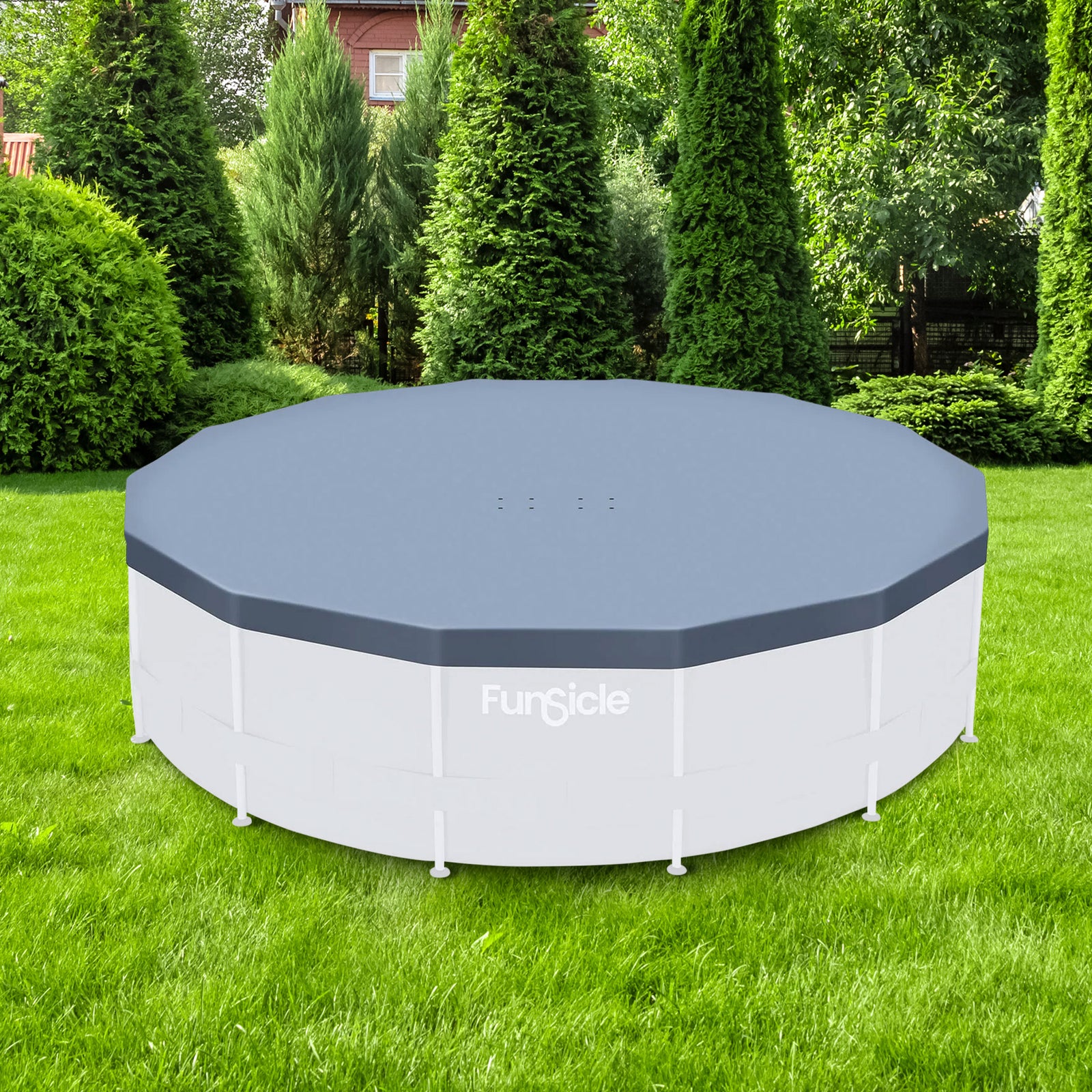 Funsicle 14 Foot Durable Round Pool Cover for Oasis and Activity Pools, Gray - VMInnovations