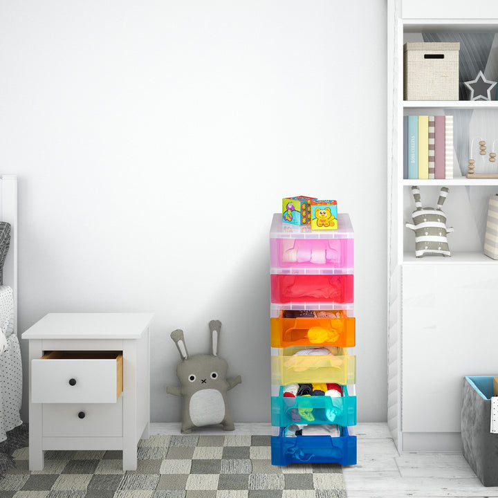 Really Useful Box Slimline 3.5 Litre Storage Tower Transparent Rainbow Drawer